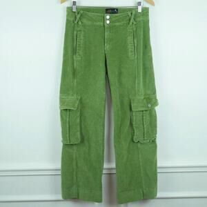 Delia's Medium Cargo Pants Wide Wale Corduroy Green Skater Y2K Grunge Wide Leg
